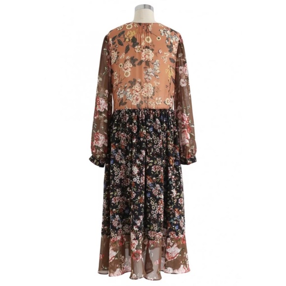 SOLD OUT Bohemian Chiffon Floral Long Sleeve Dress - Picture 3 of 11